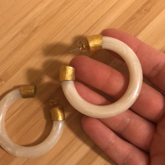 ZARA large light acrylic hoops with gold accent - Picture 2 of 3